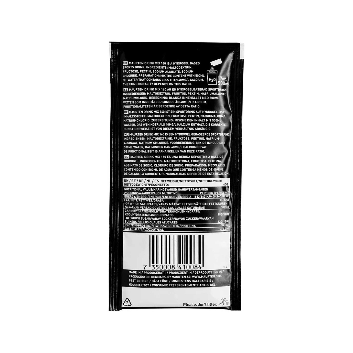 Maurten Drink Mix 160 composición información nutricional hidrogel deportivo